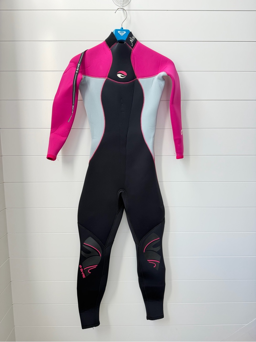 Women’s Full-Length Neoprene Wetsuit in Pink, Gray & Black - BARE sz 4 - 5mm